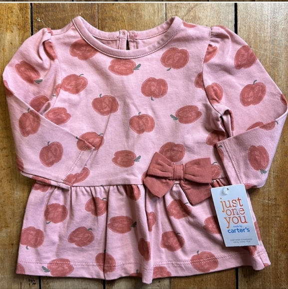 Carter's • "Just One You" Baby Girl's Apple Print Peplum Top and Legging Set - Picture 3 of 10